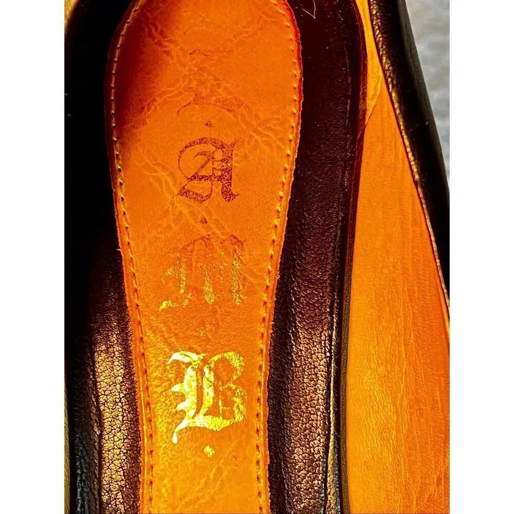 L.A.M.B. LAMB Black Leather Cuff Stilettos Peep Toe Heels Y2K Designer Size 6M - Picture 14 of 16